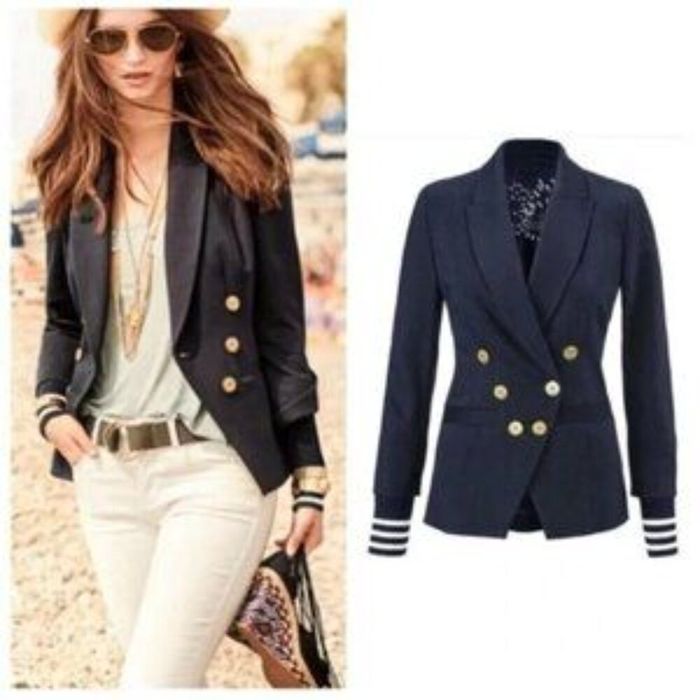 CAbi Navy Blazer Grand Slam with Gold Buttons - Picture 2 of 9